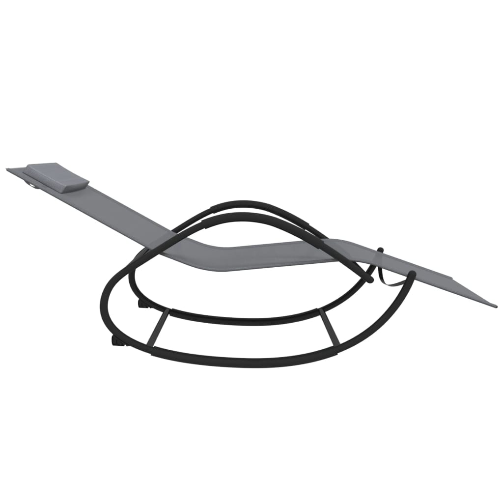 vidaXL Sun Lounger Rocking Steel and Textilene Black