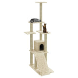 vidaXL Cat Tree with Sisal Scratching Posts 155 cm Cream