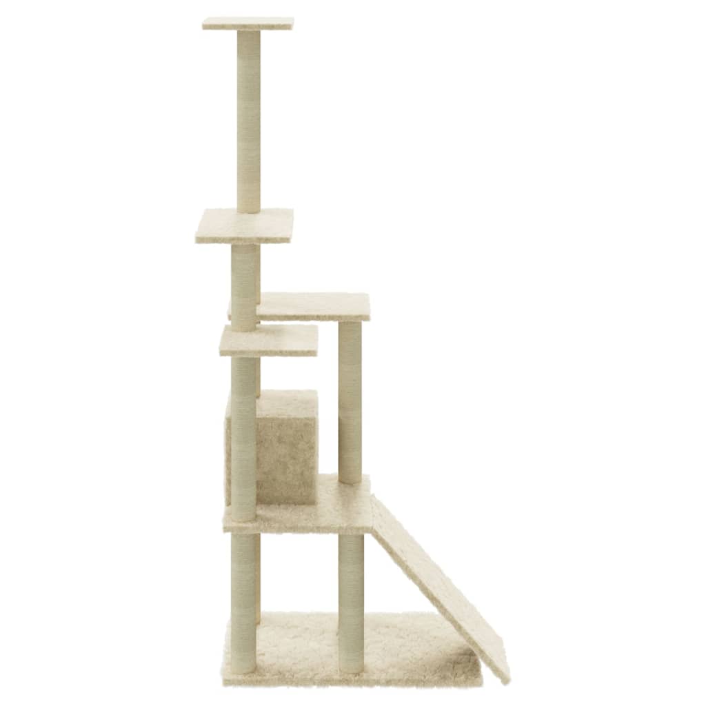 vidaXL Cat Tree with Sisal Scratching Posts 155 cm Cream