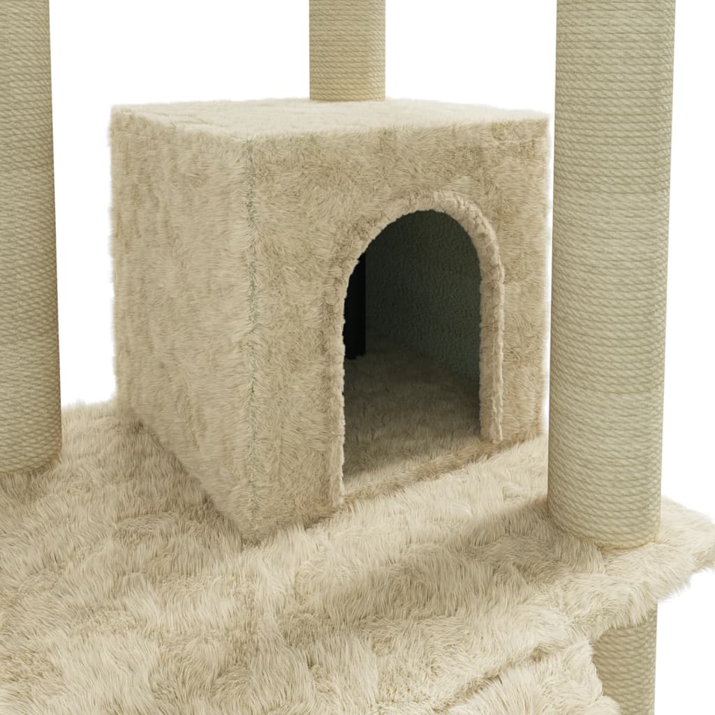 vidaXL Cat Tree with Sisal Scratching Posts 155 cm Cream