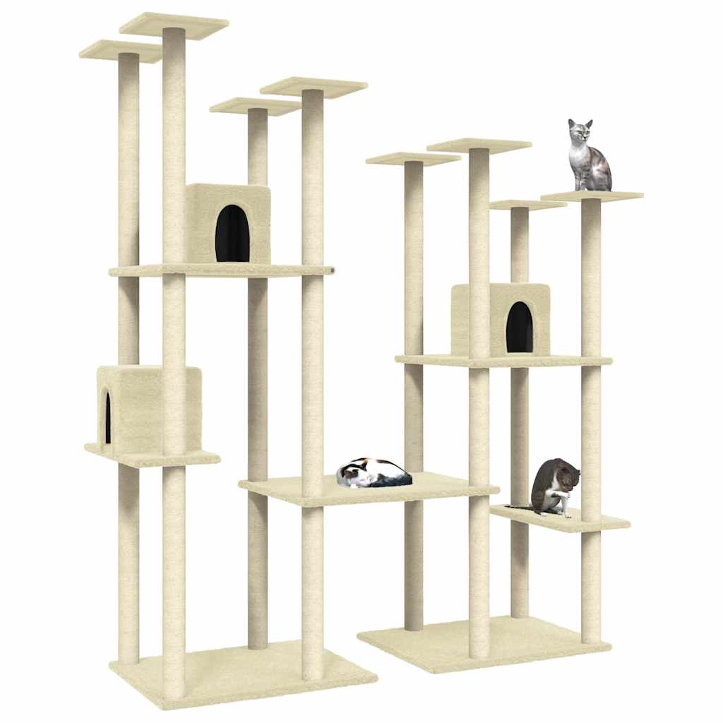 vidaXL Cat Tree with Sisal Scratching Posts 174 cm Cream