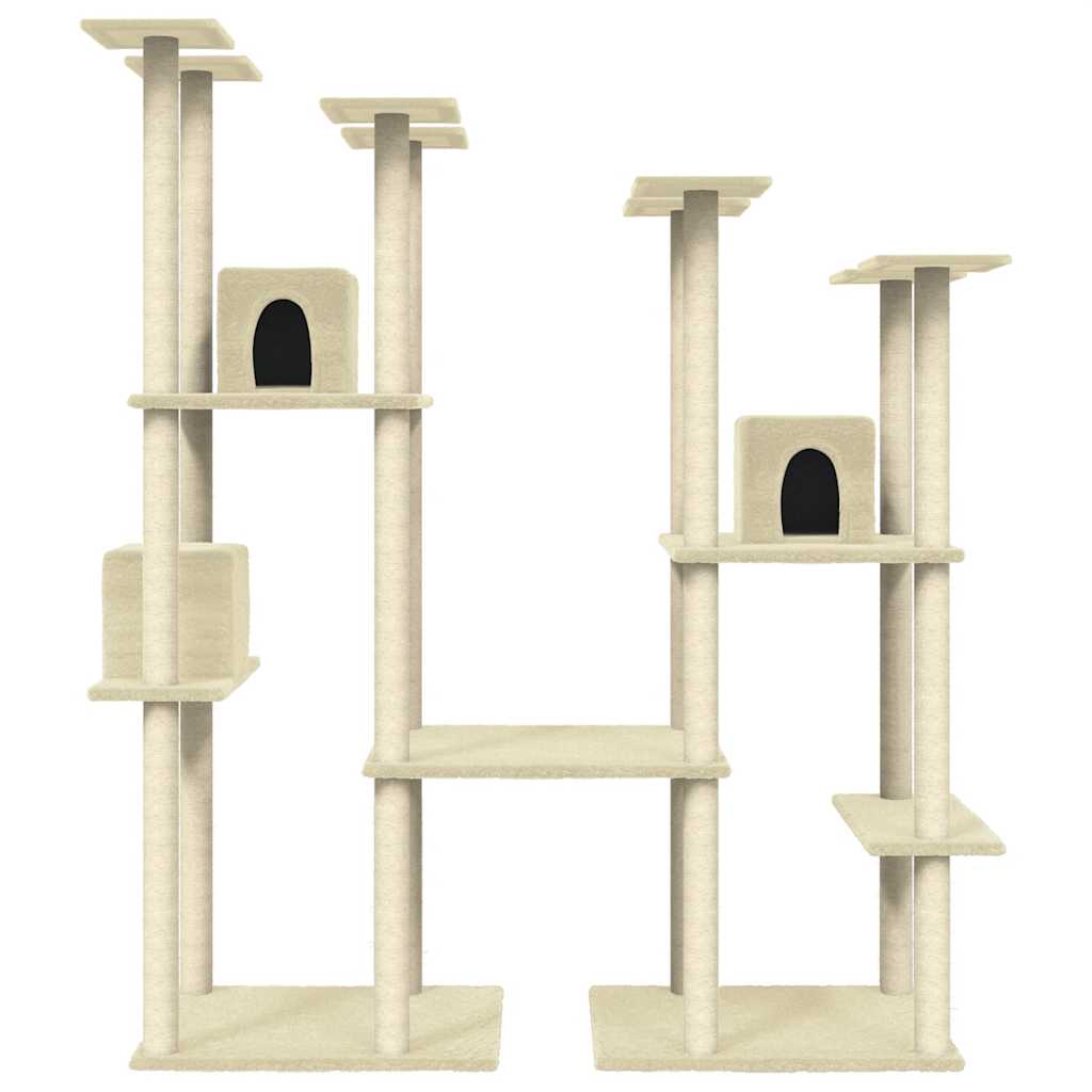 vidaXL Cat Tree with Sisal Scratching Posts 174 cm Cream