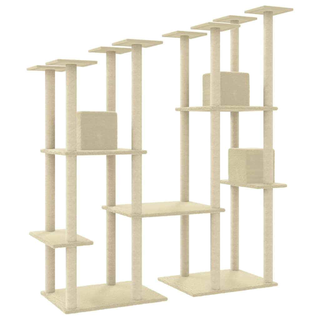vidaXL Cat Tree with Sisal Scratching Posts 174 cm Cream