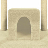vidaXL Cat Tree with Sisal Scratching Posts 174 cm Cream
