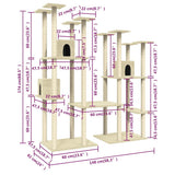 vidaXL Cat Tree with Sisal Scratching Posts 174 cm Cream