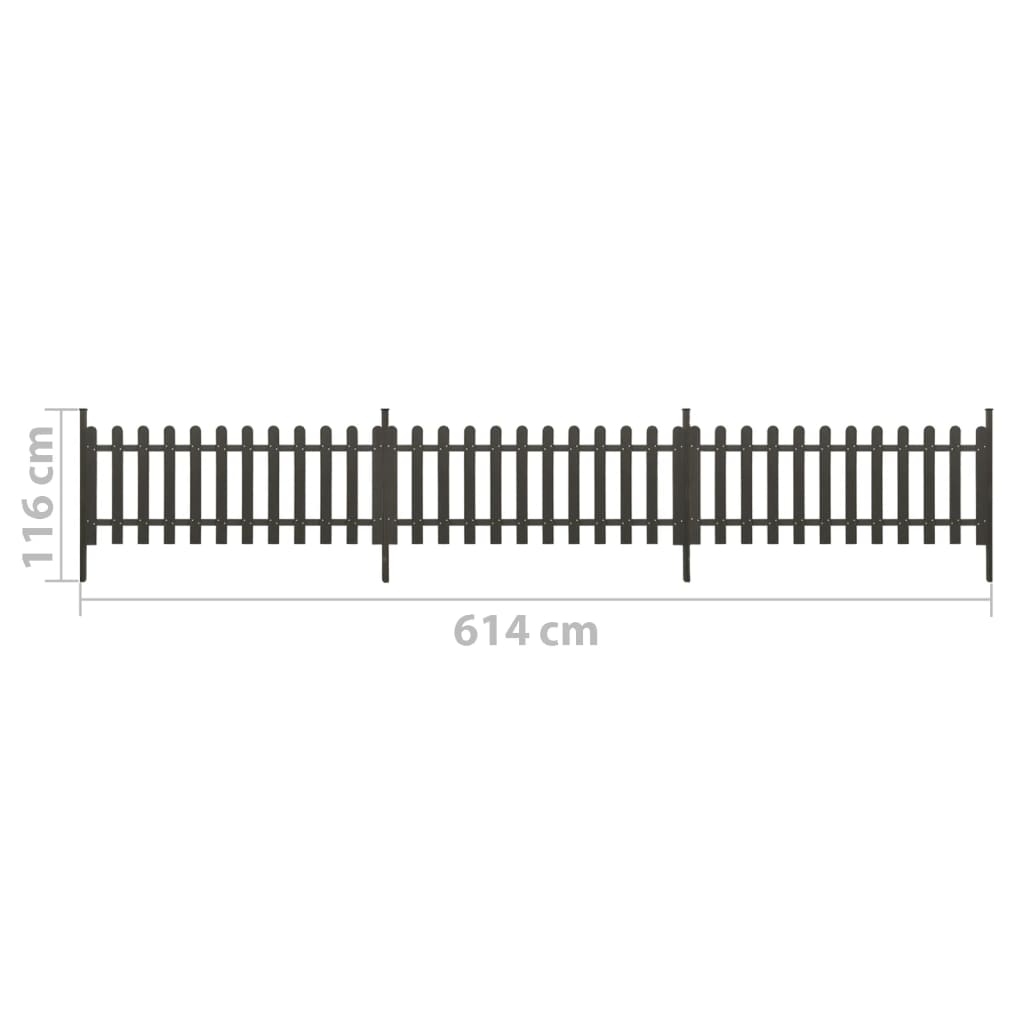 vidaXL Hek met palen 3 st 614x80 cm HKC