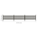 vidaXL Hek met palen 3 st 614x80 cm HKC