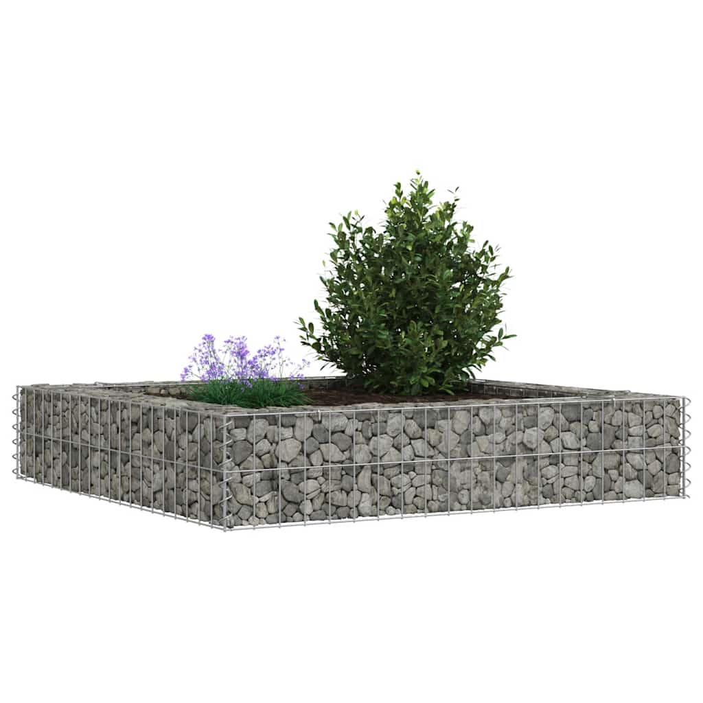 vidaXL Raised Gabion Planter 100x100x20 cm Galvanized Steel