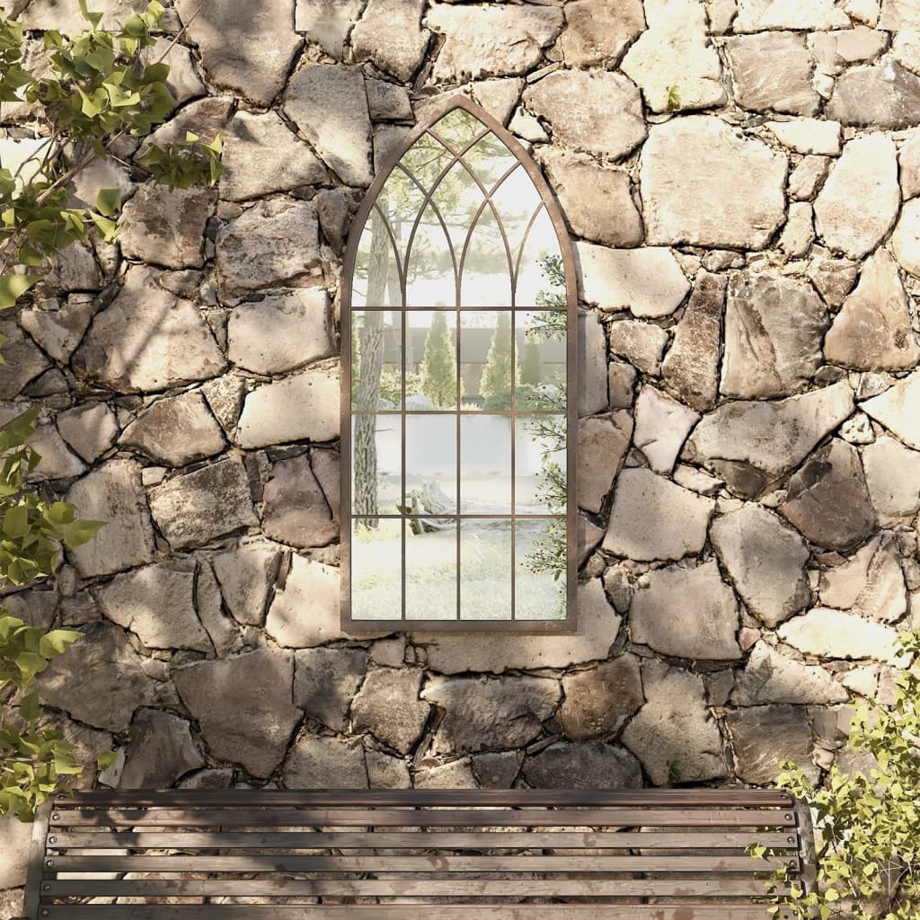 vidaXL Garden Mirror 100x45 cm Iron Sand-colored