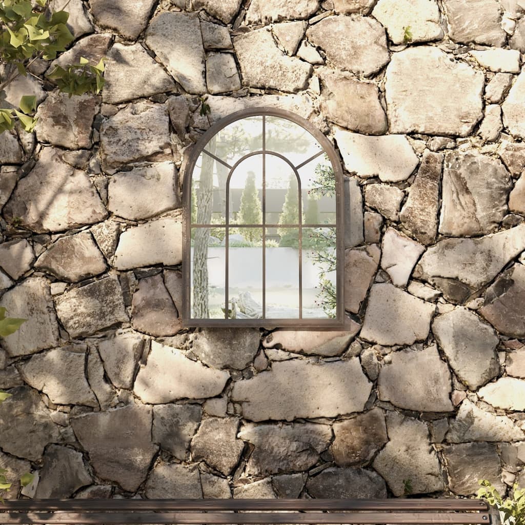 vidaXL Garden Mirror 60x45 cm Iron Sand-colored