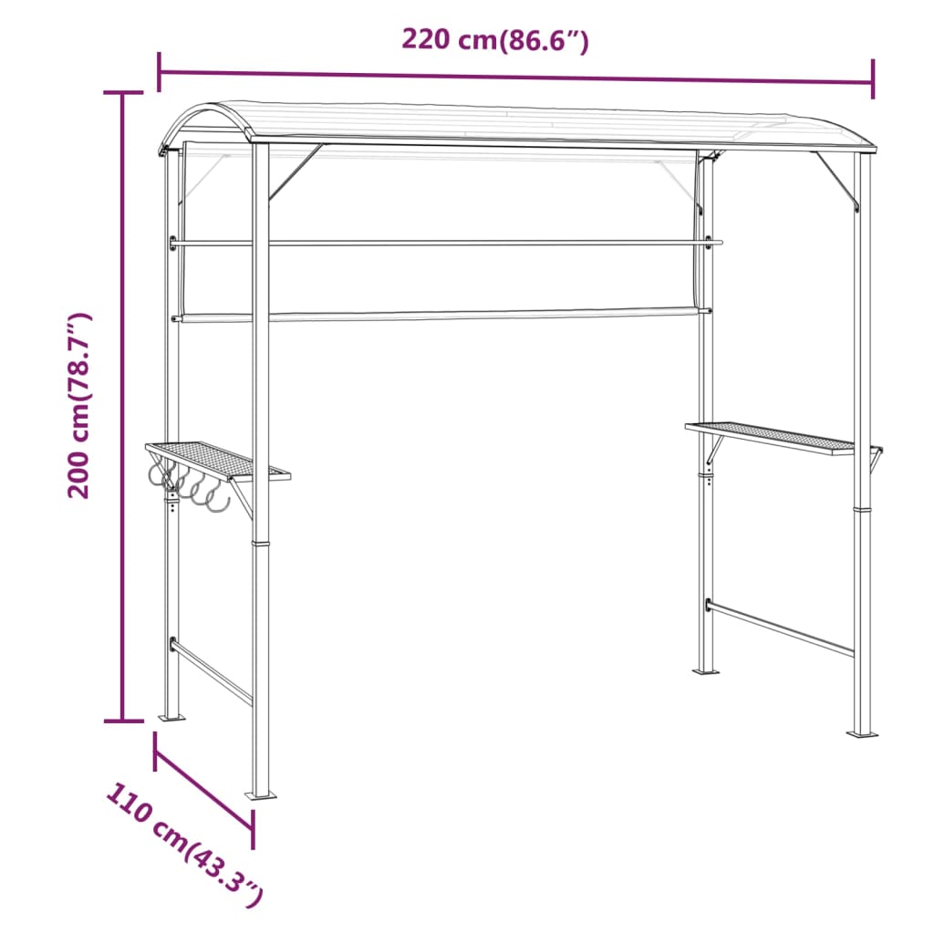 vidaXL Prieel met dak 220x110x200 cm crèmekleurig