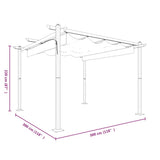 vidaXL Tuinprieel met uittrekbaar dak 3x3 m crèmekleurig