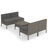 vidaXL 5-delige Loungeset met kussens poly rattan grijs