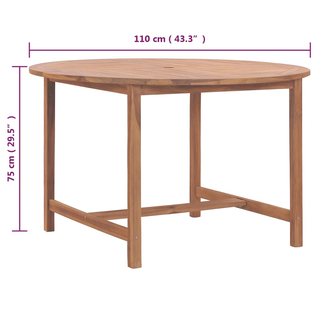 vidaXL Tuintafel Ø110x75 cm massief teakhout