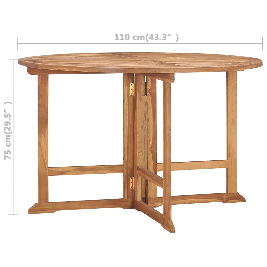 vidaXL Tuintafel inklapbaar Ø110x75 cm massief teakhout