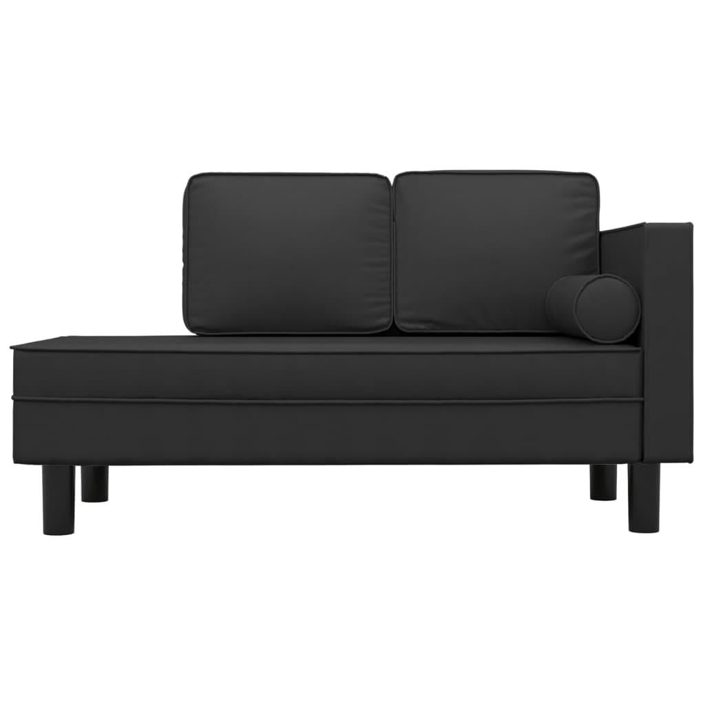 vidaXL Chaise longue met kussens en bolster kunstleer zwart