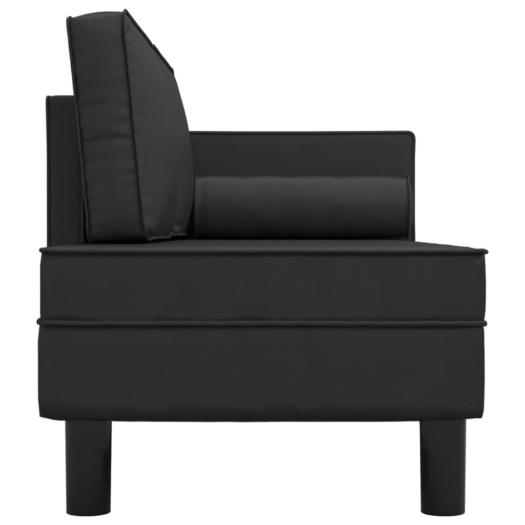 vidaXL Chaise longue met kussens en bolster kunstleer zwart