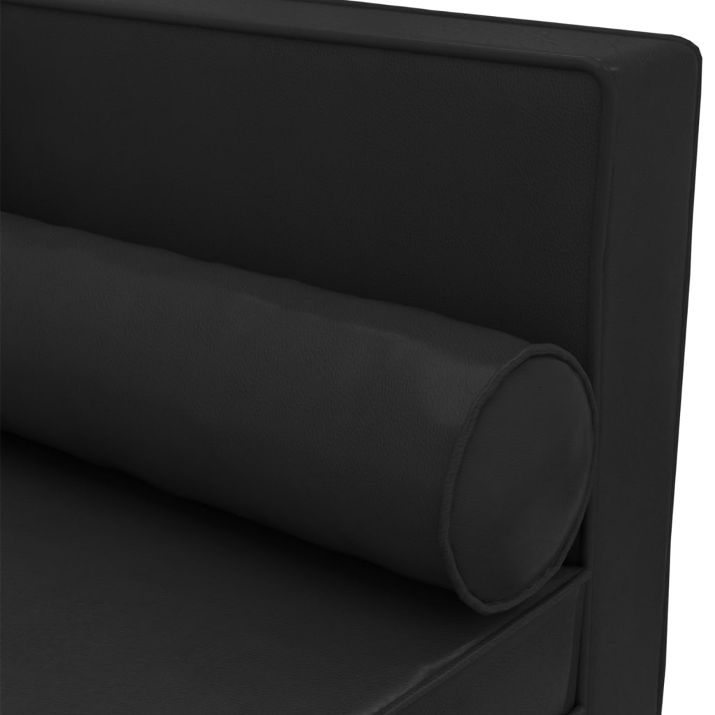 vidaXL Chaise longue met kussens en bolster kunstleer zwart