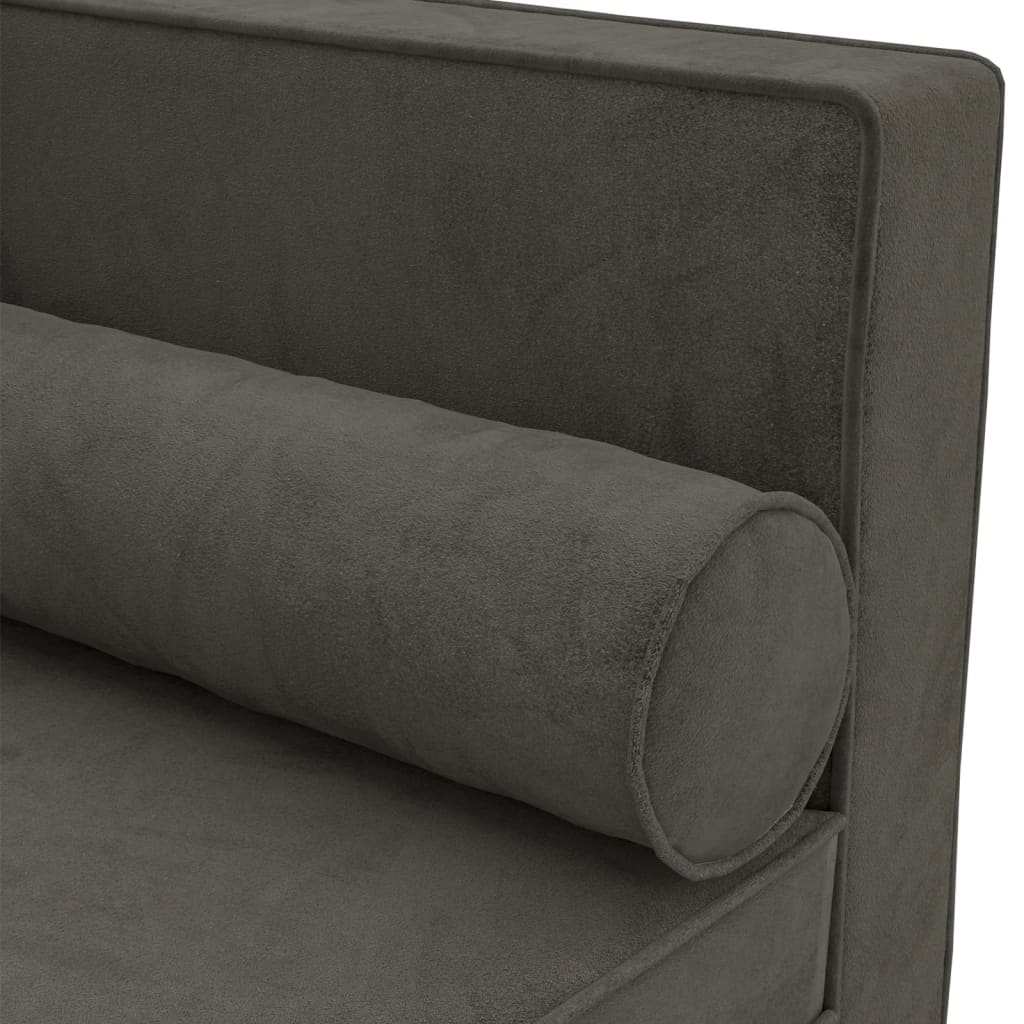 vidaXL Chaise longue met kussens en bolster fluweel lichtgrijs