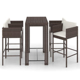vidaXL 5-delige Tuinbarset met kussens poly rattan bruin