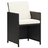 vidaXL 5-delige Tuinset met kussens poly rattan zwart