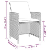 vidaXL 5-delige Tuinset met kussens poly rattan zwart