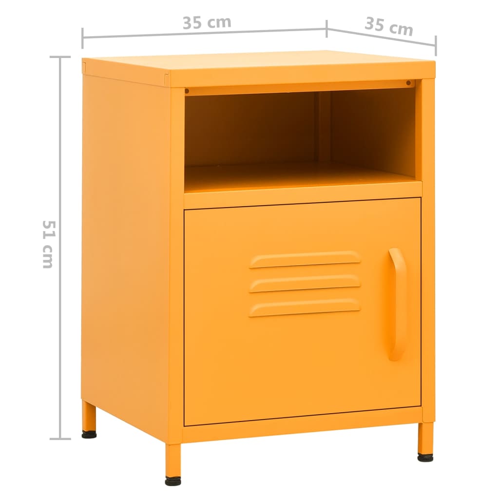 vidaXL Nachtkastjes 2 st 35x35x51 cm staal mosterdgeel
