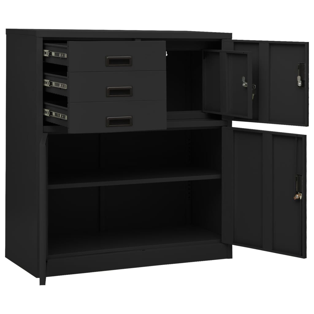 vidaXL Office Cabinet with Planter 90x40x125 cm Steel Anthracite