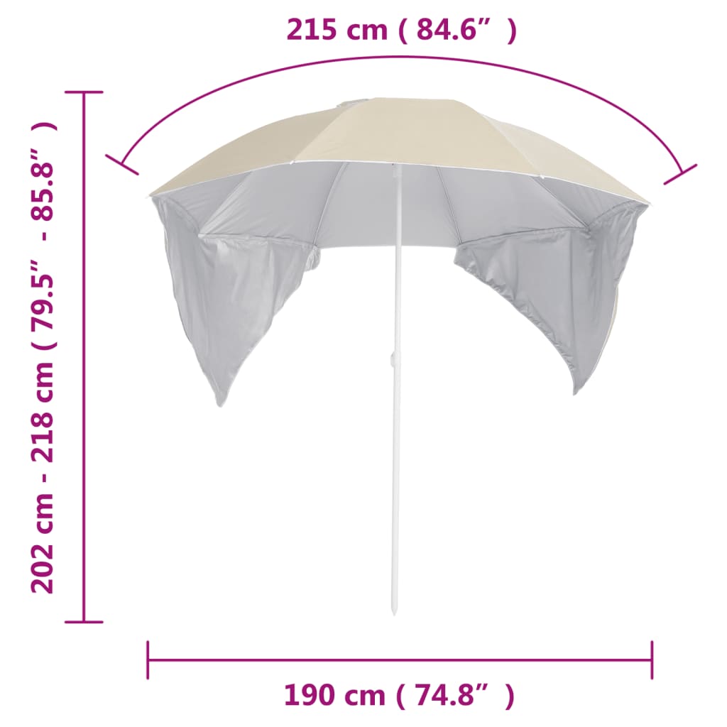 vidaXL Strandparasol met zijwanden 215 cm zandkleurig