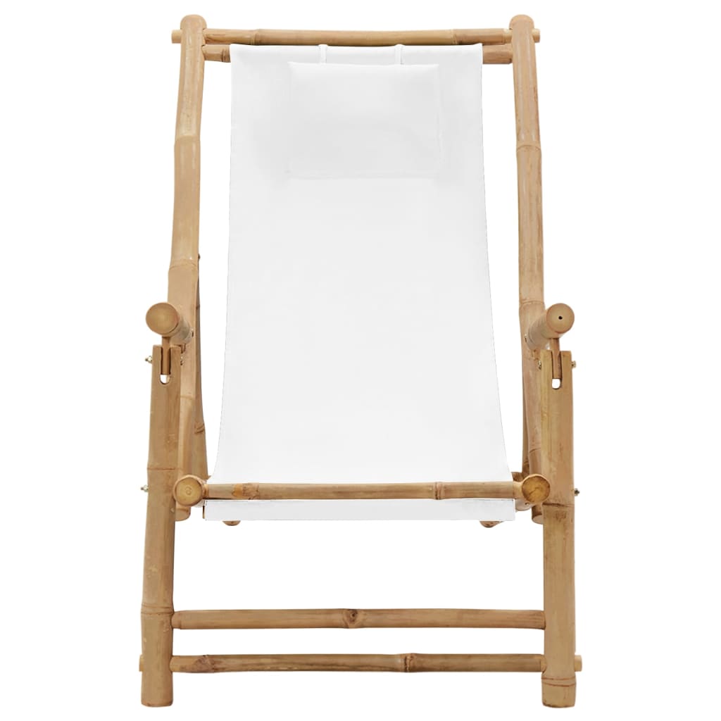vidaXL Terrasstoel bamboe en canvas crèmewit