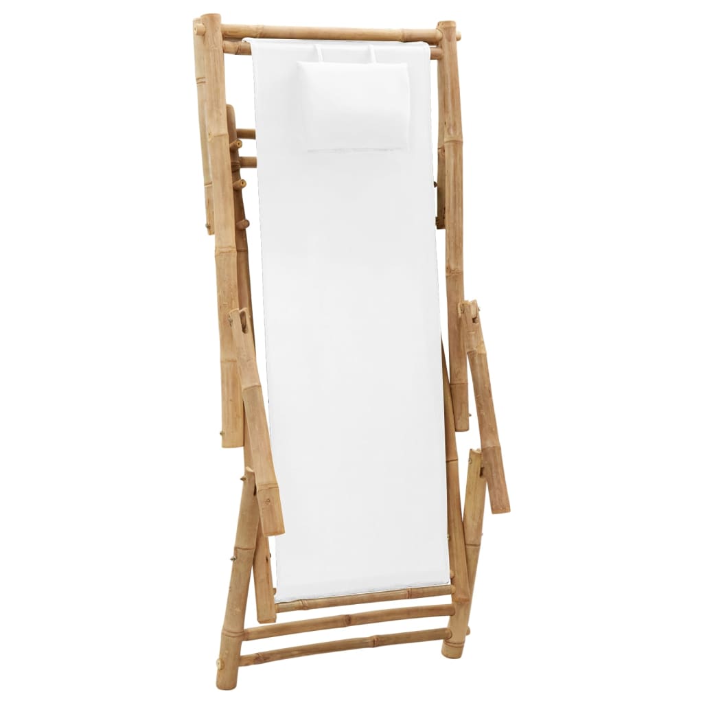 vidaXL Terrasstoel bamboe en canvas crèmewit