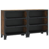 vidaXL Storage Cabinets 2 pcs 72x36x82 cm metal and MDF rustic brown