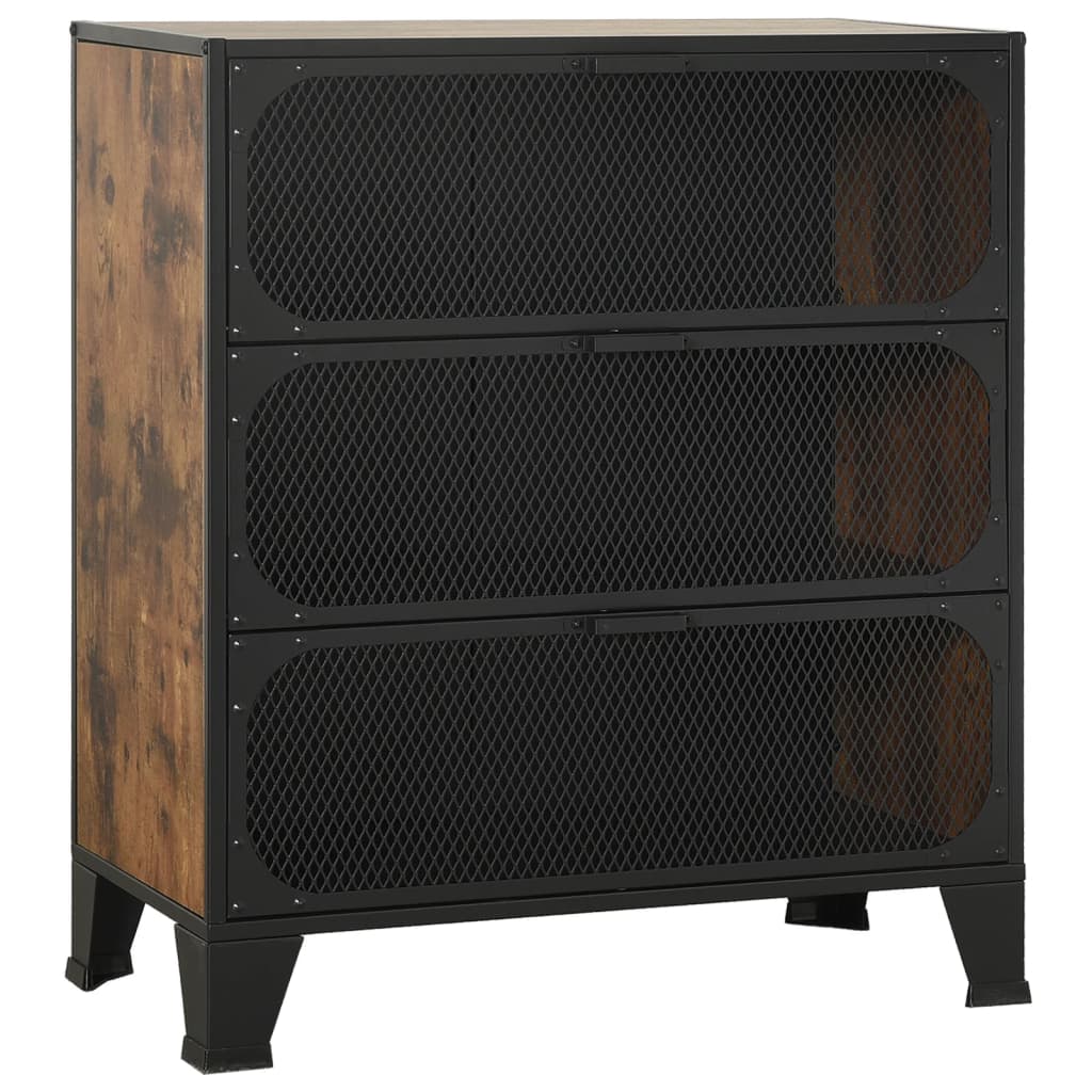 vidaXL Storage Cabinets 2 pcs 72x36x82 cm metal and MDF rustic brown