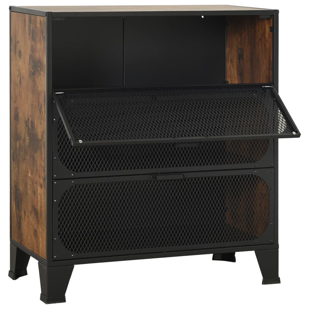 vidaXL Storage Cabinets 2 pcs 72x36x82 cm metal and MDF rustic brown