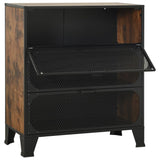 vidaXL Storage Cabinets 2 pcs 72x36x82 cm metal and MDF rustic brown