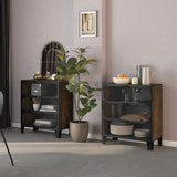 vidaXL Storage Cabinets 2 pcs 72x36x82 cm metal and MDF rustic brown