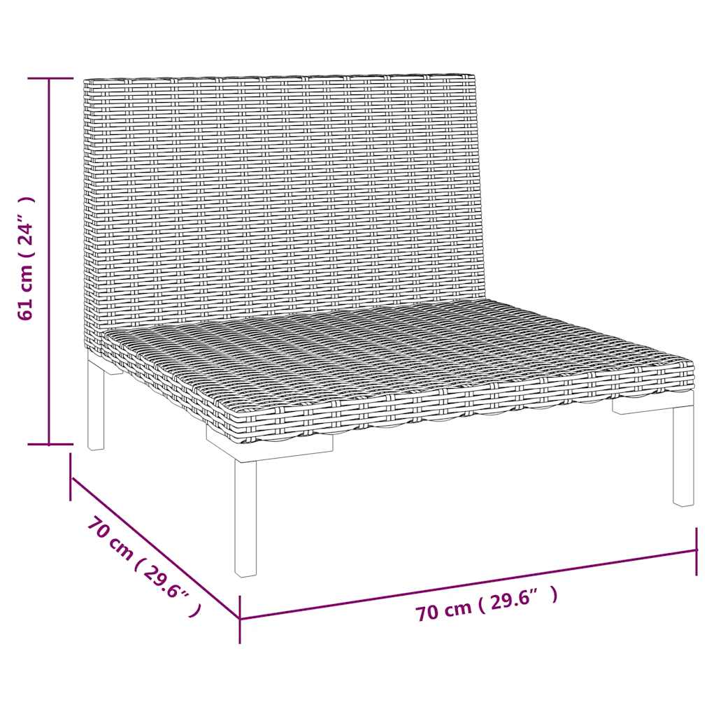 vidaXL Tuinbank met kussens halfrond poly rattan