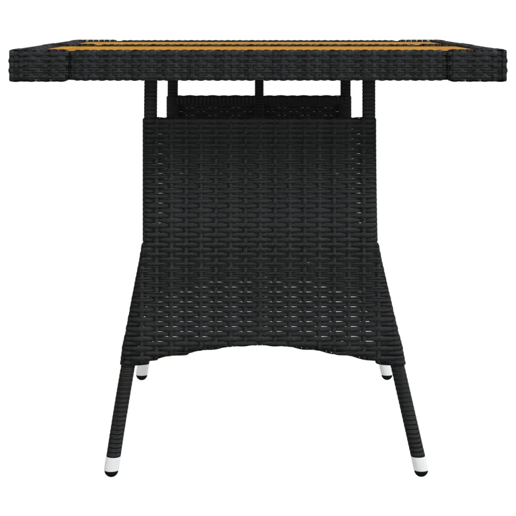 vidaXL Tuintafel 70x70x72 cm poly rattan en massief acaciahout zwart