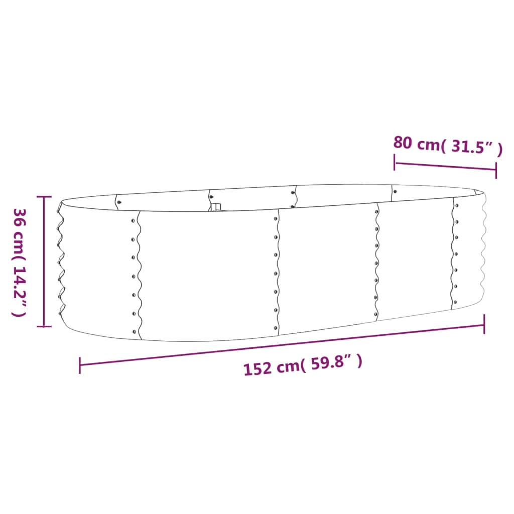 vidaXL Plantenbak 152x80x36 cm gegalvaniseerd staal groen