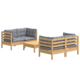 vidaXL 5-delige Loungeset met grijze kussens grenenhout