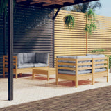 vidaXL 5-delige Loungeset met grijze kussens grenenhout
