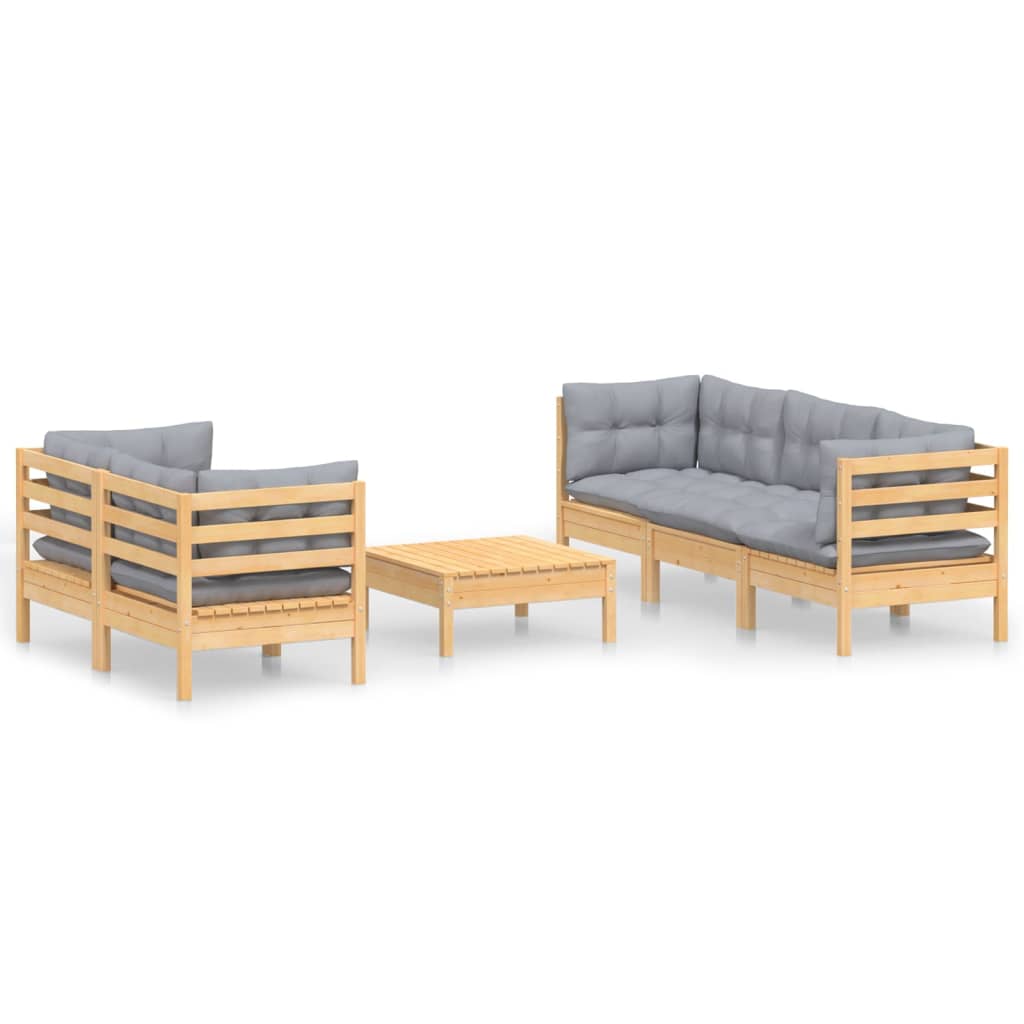 vidaXL Ensemble de salon 6 personnes avec des coussins gris à vert