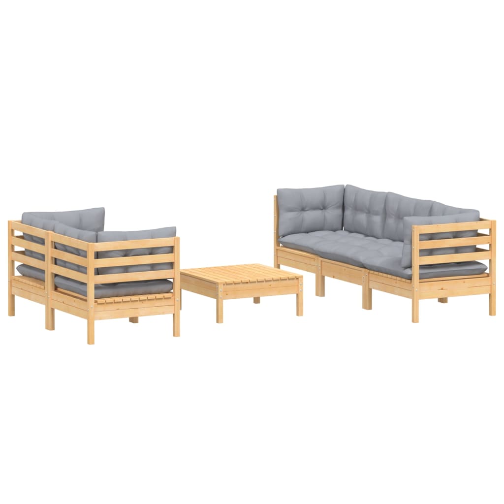 vidaXL Ensemble de salon 6 personnes avec des coussins gris à vert