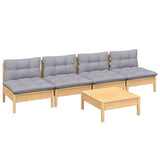 vidaXL Ensemble de salon 5 personnes avec des coussins gris à Grenenhout