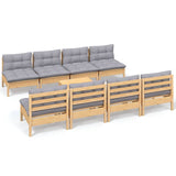 vidaXL Ensemble de salon 9 pièces avec des coussins gris à Grenenhout