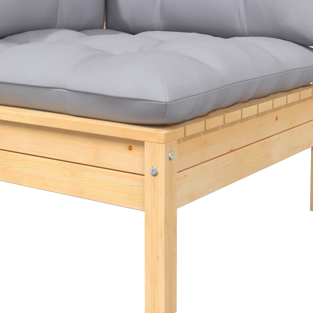 vidaXL 8-delige Loungeset met grijze kussens massief grenenhout
