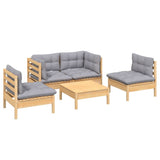 vidaXL Ensemble de salon 5 personnes avec des coussins gris massifs à Grenenhout