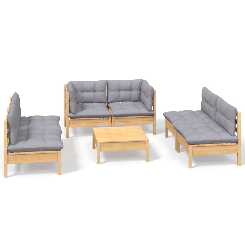 vidaXL Ensemble de salon 7 pièces avec des coussins gris à vert