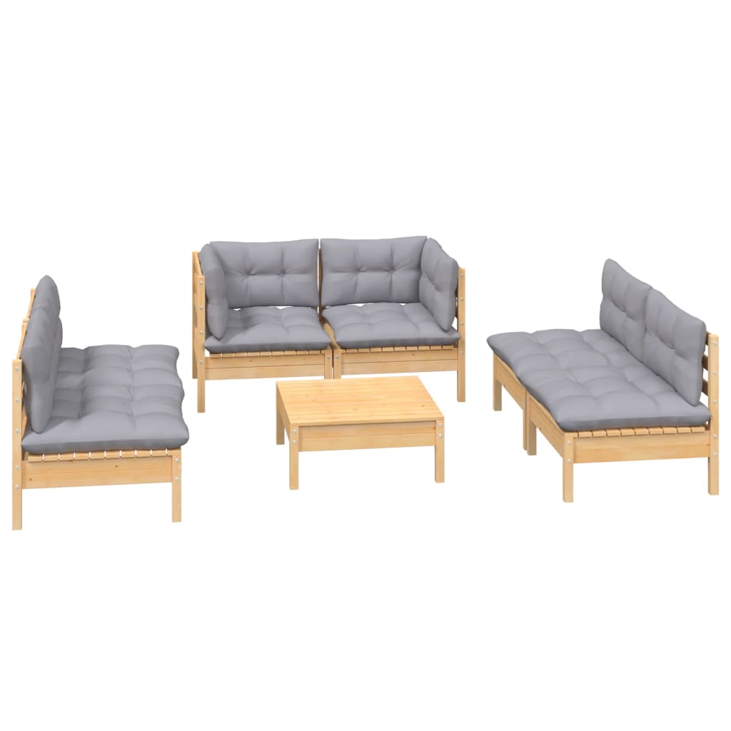 vidaXL Ensemble de salon 7 pièces avec des coussins gris à vert