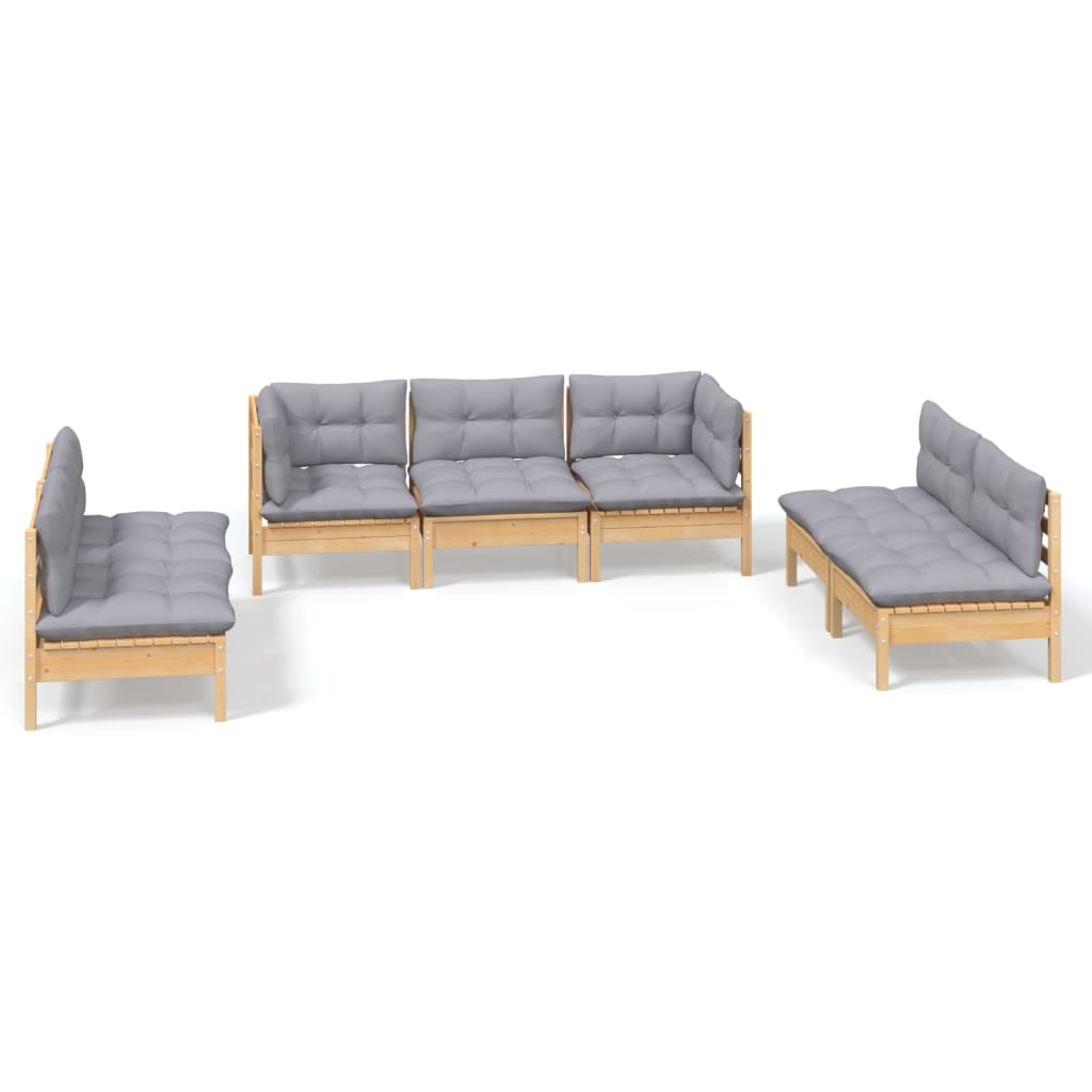 vidaXL Ensemble de salon 7 pièces avec des coussins gris à vert